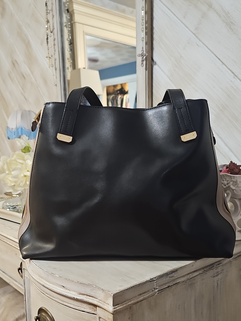 Ralph Lauren Guilford Tote Bag Black And Taupe - Picture 2 of 11